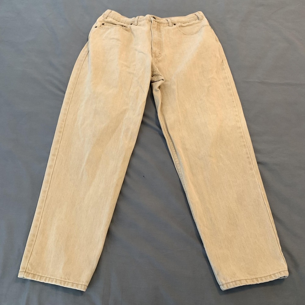 Saugatuck Jeans Mens 35x29 Beige Straight Leg Light Wash Denim Pants‎ Casual